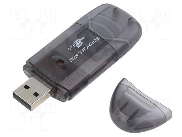 Card reader: memory; USB A plug; USB 2.0; MMC,RS MMC,SD; black GEMBIRD FD2-SD-1