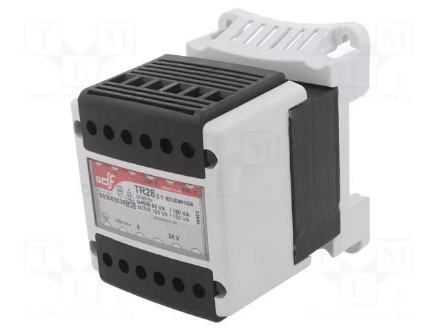 Transformer: mains; 63VA; 230VAC,400VAC; 24V; IP20; Ins.class: B DF ELECTRIC DF-680063036