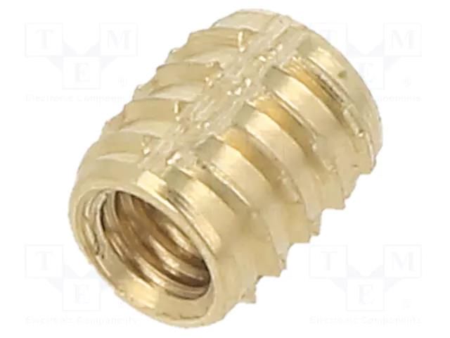 Threaded insert; brass; M3; BN 37915; L: 5.25mm; for plastic TAPPEX KVT-136M3