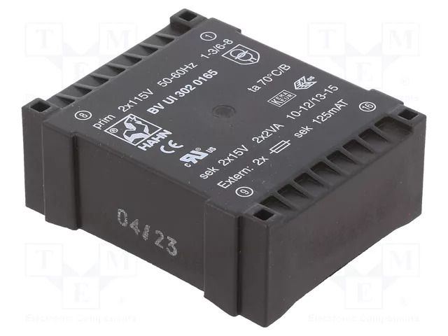 Transformer: encapsulated; 4VA; 115VACx2; 15V; 15V; 133mA; 133mA HAHN BVUI3020165
