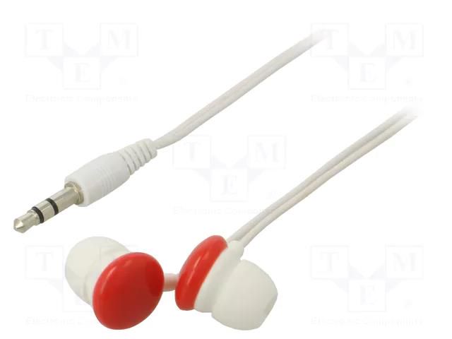Headphones; white,red; Jack 3,5mm; in-ear; 1.2m; 50Hz÷18kHz GEMBIRD MHP-EP-001-R