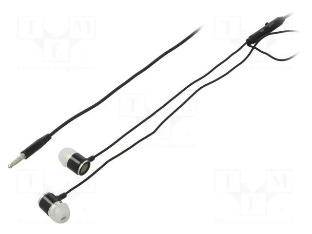 Headphones with microphone; black; Jack 3,5mm; in-ear; 0.9m GEMBIRD MHS-EP-001