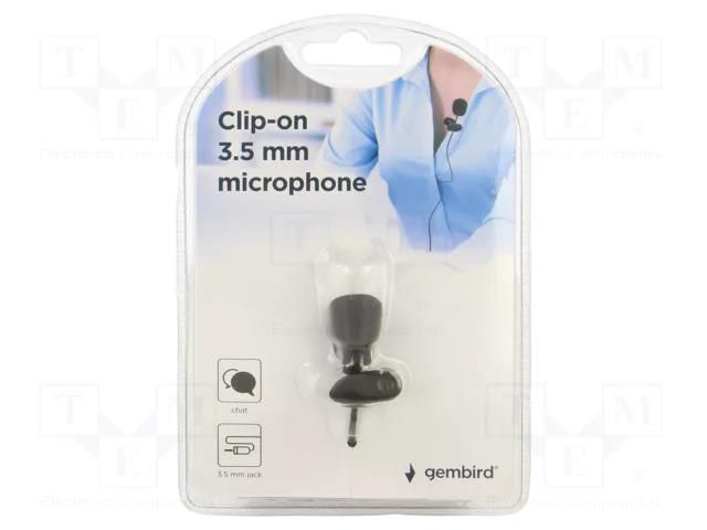 Microphone; black; Jack 3,5mm; Features: clip; 2m; -42dB GEMBIRD MIC-C-01