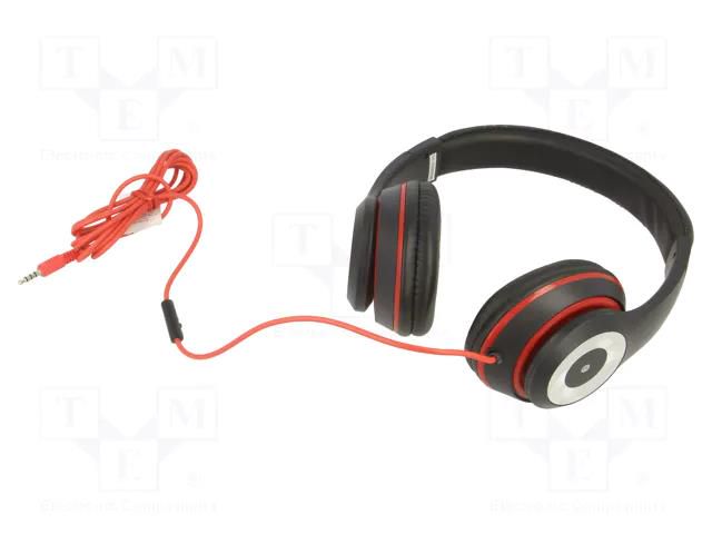 Headphones with microphone; black,red; Jack 3,5mm; headphones GEMBIRD MHS-LAX-B