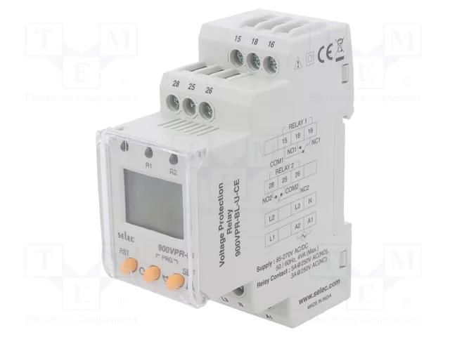 Meter: relay; digital; for DIN rail mounting; LCD; 3 digit SELEC 900VPR-BL-U-CE