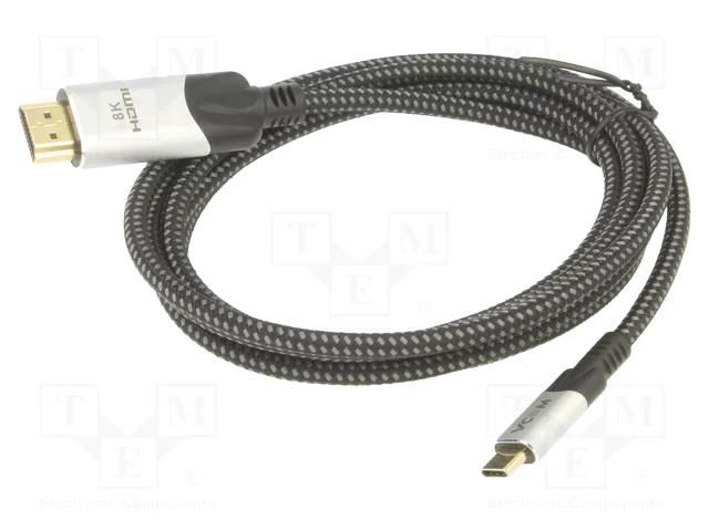 Adapter; USB 3.1; HDMI plug,USB C plug; gold-plated; 1.8m; black VCOM CU423MCV-1.8