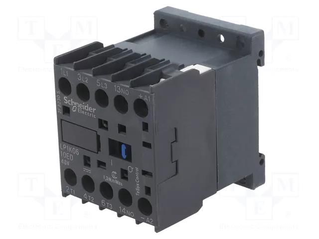 Contactor: 3-pole; NO x3; Auxiliary contacts: NO; 48VDC; 6A; W: 45mm SCHNEIDER ELECTRIC LP1K0610ED