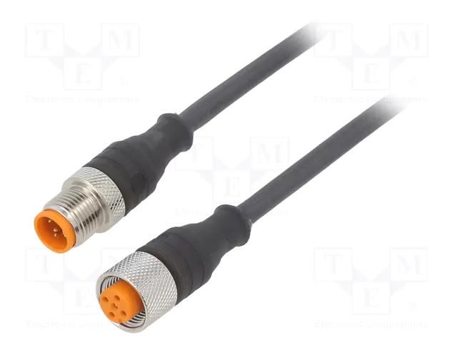 Cable: for sensors/automation; PIN: 5; 2m; plug; 50VAC; 4A; RST; IP67 LUMBERG AUTOMATION RST5-RKT5-228/2M