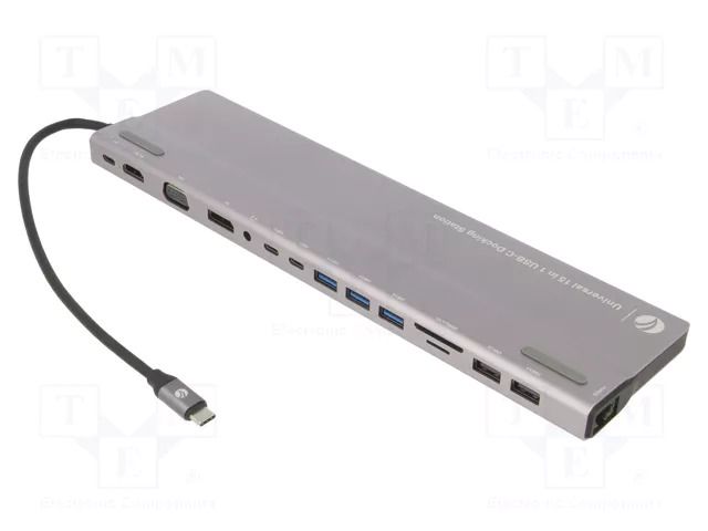Hub USB; USB 3.0,USB 3.1; grey; 5Gbps; 0.18m; 100W; Colour: black VCOM CU4703