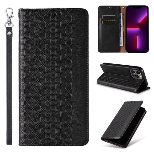 Magnet Strap Case Case for iPhone 13 Pro Pouch Wallet + Mini Lanyard Pendant Black, Hurtel 9145576250266 9145576250266