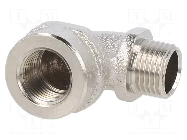 90° angled connector; Thread: inside,outside; brass; HelaGuard HELLERMANNTYTON A90FM-PG7-NPB-ML