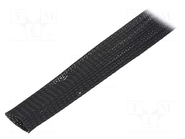 Braid; ØBraid : 18÷55nom.30mm; PET,polyester; black; UL94V-2 HELLERMANNTYTON HEGPL30-PET-BK-50