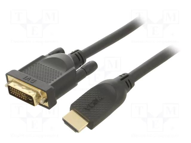 Cable; DVI-D (24+1) plug,HDMI plug; PVC; 3m; black; Core: Cu VCOM CG484G-3.0