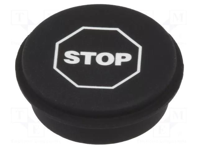 Button; round; Ø21mm; black; 09; Button marking: STOP EAO 09-0S12.3308