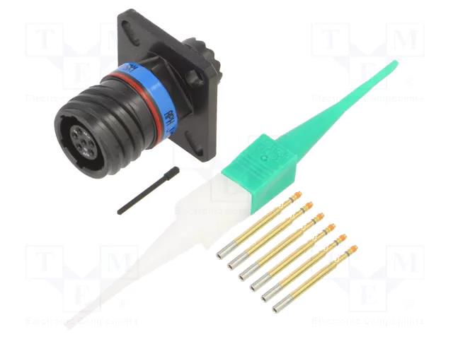 Connector: military; socket; female; PIN: 6; size 9; black; crimped AMPHENOL AIR D38999/20ZA35SN