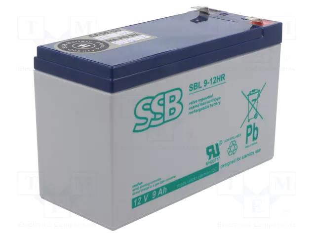 Re-battery: acid-lead; 12V; 9Ah; AGM; maintenance-free SSB ACCU-SBL-9-12HR/S