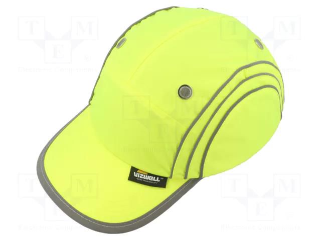 Light helmet; adjustable; Size: 58÷62mm; yellow; polyester VIZWELL VWVWKV03Y