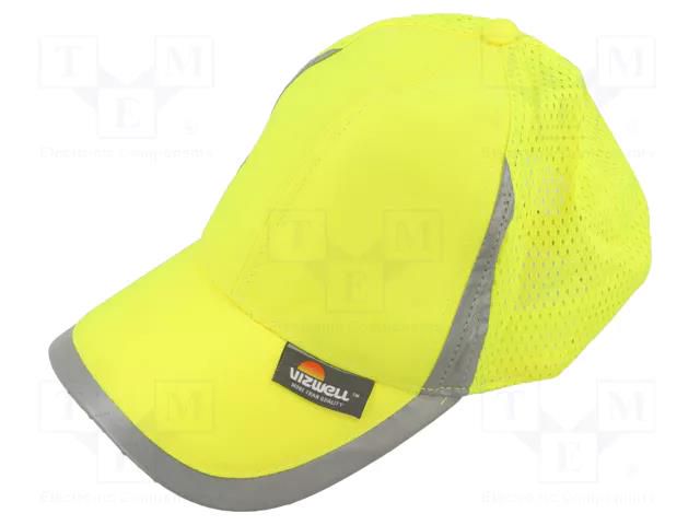 High-visibility cap; adjustable,vented; Size: 56÷61mm; yellow VIZWELL VWVWOT229Y