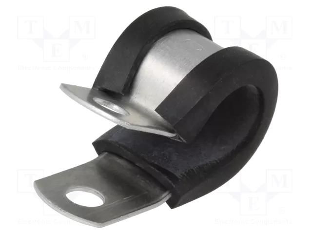 Fixing clamp; ØBundle : 11.1mm; W: 12.7mm; aluminium HELLERMANNTYTON ALU9C-AL/CR-BK