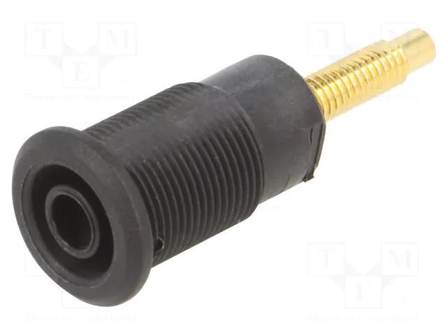 Connector: 4mm banana; socket; 32A; black; gold-plated STÄUBLI BI-SLB4-G-21