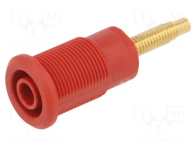 Connector: 4mm banana; socket; 32A; red; gold-plated STÄUBLI BI-SLB4-G-22