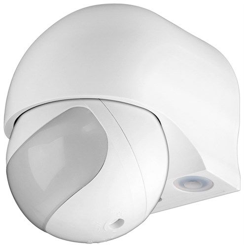 Infrared Motion Detector, white - for surface wall mounting, 180° detection, 12 m range, for outdoor use (IP44), suitable for LEDs 95174