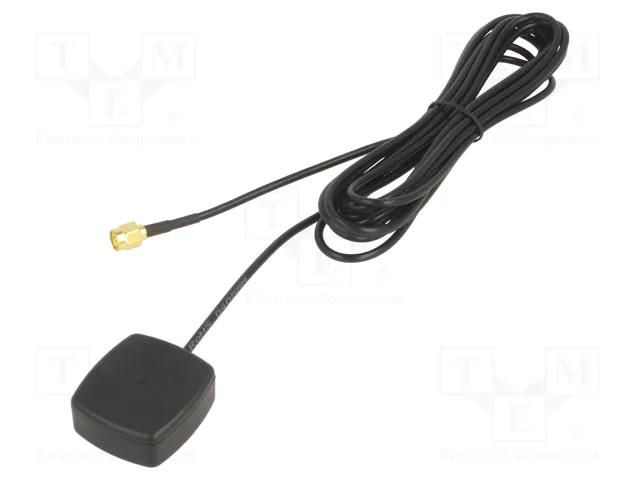 Antenna; GNSS,GPS; magnet,for ribbon cable; 38x34x13.5mm; Len: 3m 2J Antennas 4301MPGF300LLSMA
