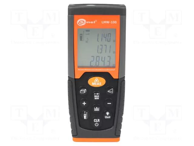 Distance meter; LCD; 0.05÷100m; Temp: -10÷50°C; IP54; Unit: ft,m SONEL LMW-100