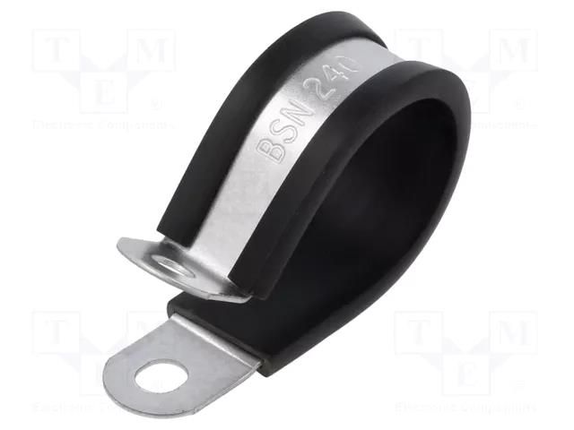 Fixing clamp; ØBundle : 25mm; W: 12.7mm; steel; Cover material: PVC HELLERMANNTYTON AFCS25-BK/ML