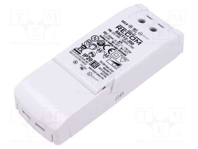 Power supply: switching; LED; 12W; 18÷35VDC; 350mA; 198÷264VAC RECOM RACT12-350