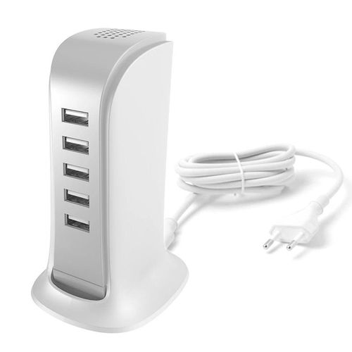 Dudao 5x USB charger with built-in EU power cable white (A5EU), Dudao 6973687244675 6973687244675