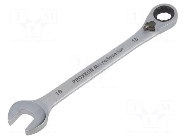 Wrench; combination spanner,with ratchet; 18mm; MicroSpeeder PROXXON PR23140