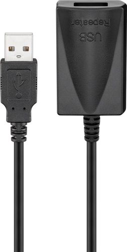 Active USB 2.0 extension cable, black, 5 m - USB 2.0 male (type A) > USB 2.0 female (type A) 95439 4040849954399