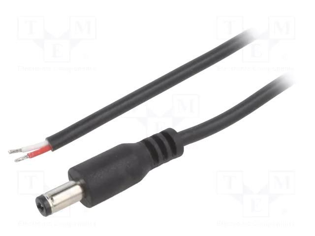 Cable; 2x0.5mm2; wires,DC 5,5/2,1 plug; straight; black; 2m BQ CABLE DC.CAB.4200.0200