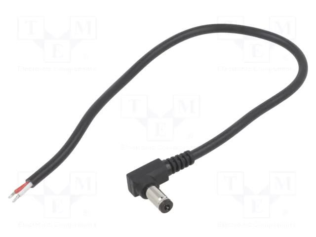 Cable; 2x0.5mm2; wires,DC 5,5/2,1 plug; angled; black; 0.25m BQ CABLE DC.CAB.4201.0020