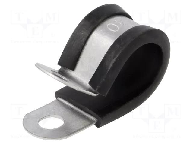 Fixing clamp; ØBundle : 14mm; W: 12.7mm; steel; Cover material: PVC HELLERMANNTYTON AFCS12-BK/ML