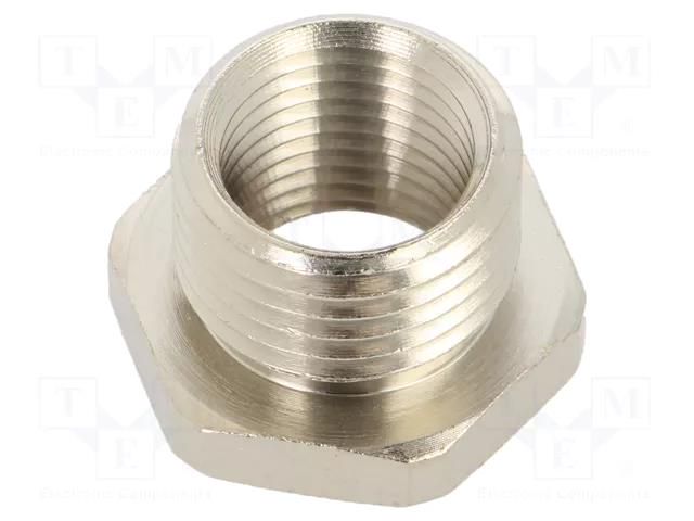 Thread adapter; Int.thread: PG7; Ext.thread: M16; brass HELLERMANNTYTON CNV-M16-PG7-ML