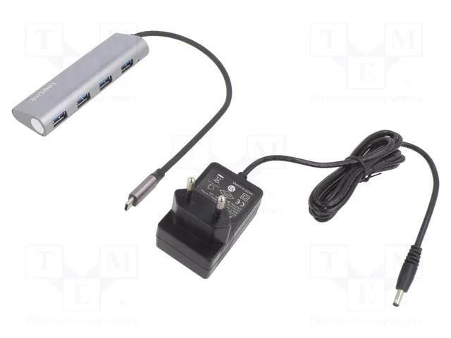 Hub USB; USB A socket x4,USB C plug; USB 3.2; PnP; 5Gbps LOGILINK UA0309