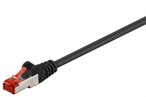 CAT 6 Patch Cable, S/FTP (PiMF), black, 1 m - copper-clad aluminium wire (CCA) 95478