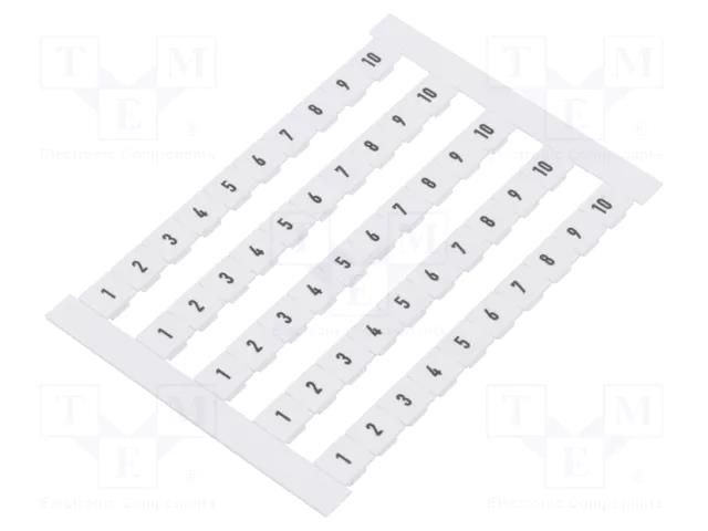 Marker; white; 6,2mm wide terminals; Width: 6mm; Marking: 1-10 WEIDMÜLLER DEK6-FWZ1-10