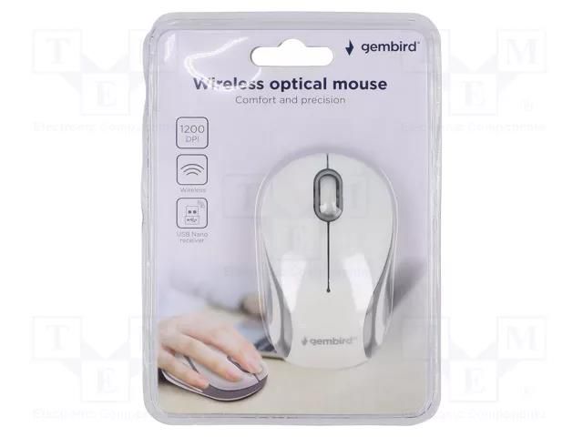 Optical mouse; white,black; USB A; wireless; 10m; No.of butt: 3 GEMBIRD MUSW-3B-01-MX