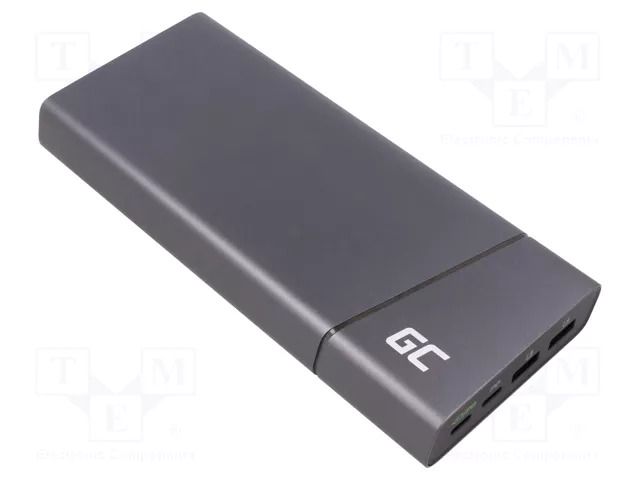 Re-battery: powerbank; 5V,9V,12V,15V,20V; 26800mAh; 3A; Sockets: 4 GREEN CELL GC-PBGC04