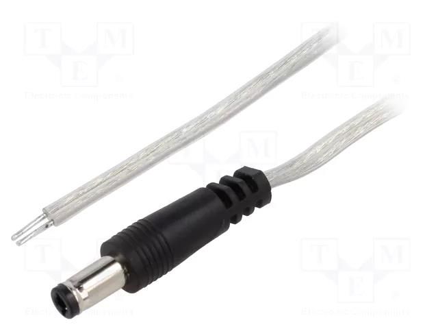 Cable; 2x0.5mm2; wires,DC 5,5/2,5 plug; straight; transparent; 5m BQ CABLE DC.CAB.8600.0500