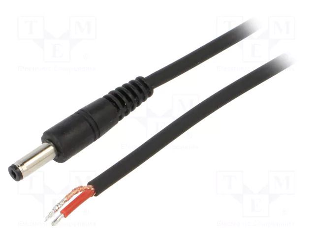 Cable; 1x1mm2; wires,DC 4,8/1,7 plug; straight; black; 1.5m WEST POL P48-TT-C100-150BK