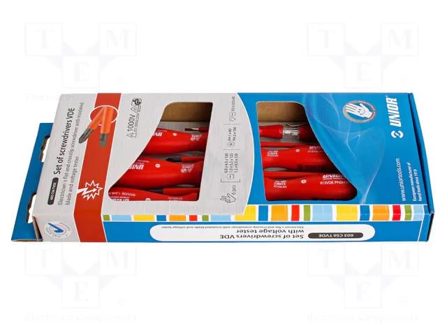 Kit: screwdrivers; insulated; Phillips,slot; Kit: voltage tester UNIOR UNIOR-617045