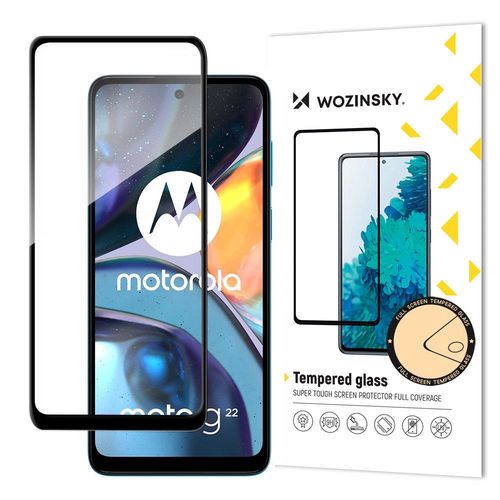 Wozinsky Super Durable Full Glue Tempered Glass Full Screen With Frame Case Friendly Motorola Moto G22 Black, Wozinsky 5907769309861 5907769309861