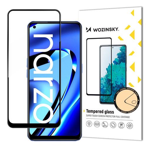 Wozinsky Super Tough Full Glue Tempered Glass Full Screen With Frame Case Friendly Realme Narzo 50A Black, Wozinsky 5907769309847 5907769309847