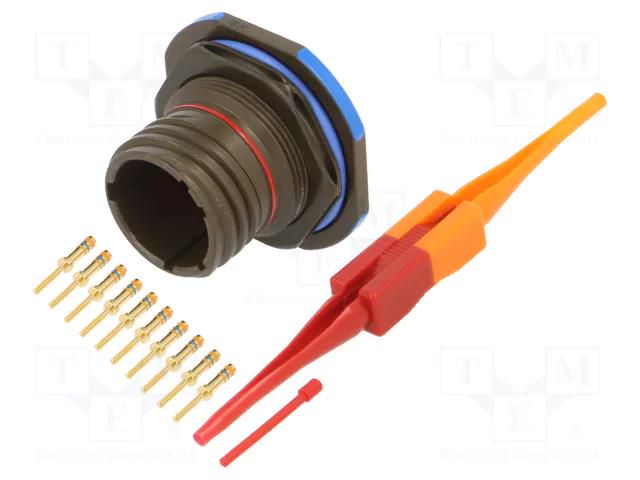 Connector: military; socket; male; PIN: 10; straight; crimped; 7.5A AMPHENOL AIR D38999/24WC98PN