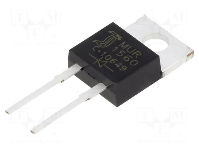 Diode: rectifying; THT; 600V; 15A; tube; Ifsm: 180A; TO220AC; 50ns DIOTEC SEMICONDUCTOR MUR1560-DIO
