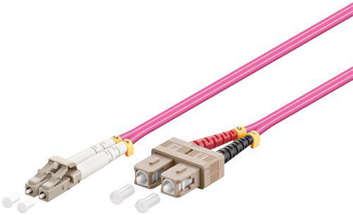 Fibre Optic Cable, Multimode (OM4) Violett, 10 m - optical fibre (FOC), LC-UPC male > SC-UPC male, halogen-free cable sheath (LSZH) 95948